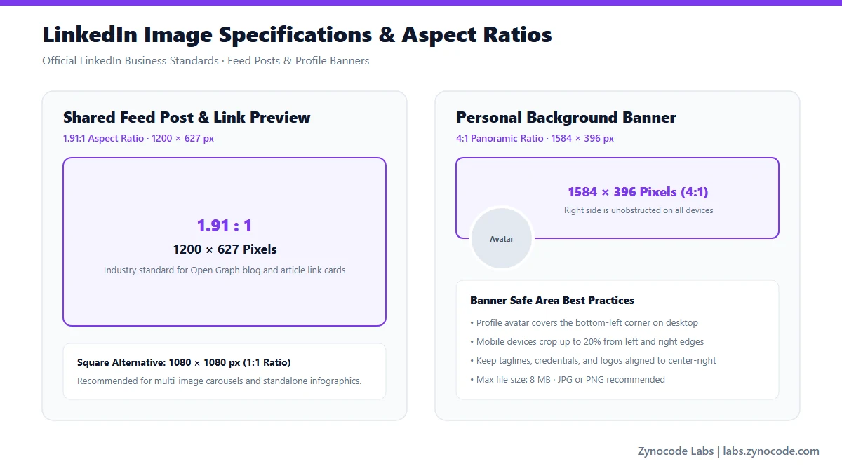 LinkedIn Image Dimensions Diagram — Feed Post and Personal Banner